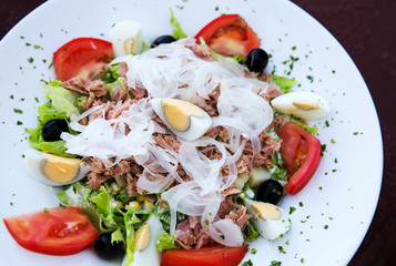 Plate of Fresh Nicoise Salad or Tuna Salad