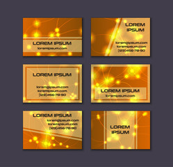 Business card collection. Abstract shining glow decorative elements with transparent layout