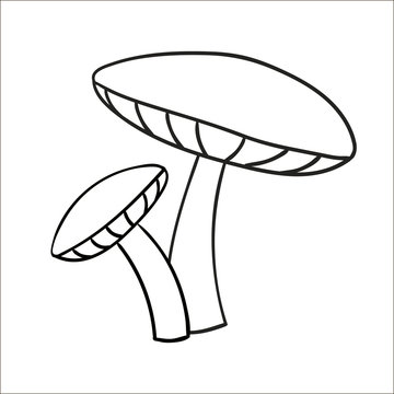 Cartoon contour mushroom isolated on white background.