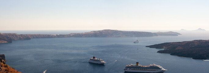 Beautiful landscape with cruise ships sailing