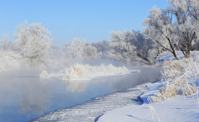 fog over winter river