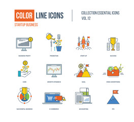 Color thin Line icons set.