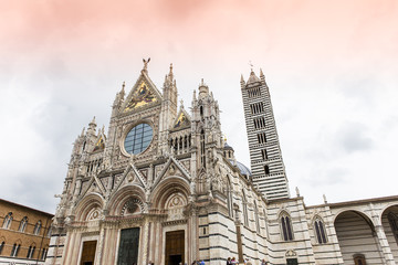 exteriors and details of Siena cathedral, Siena, Italy