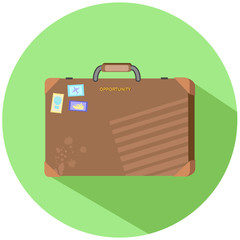 Business retro suitcase vector illustration in flat style