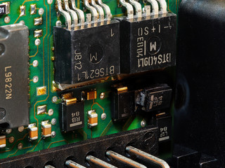 Electronic board. Chips on printed circuit board