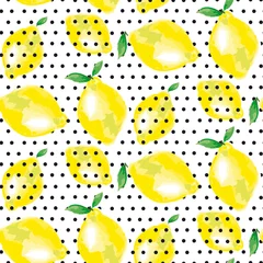 Sierkussen citroen motief. concept levendige terug mode achtergrond met polka dot. © galyna_p