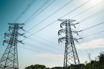high voltage power transmission tower