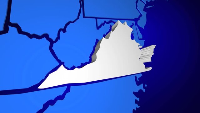 Virginia State Map USA United States America 3d Animation