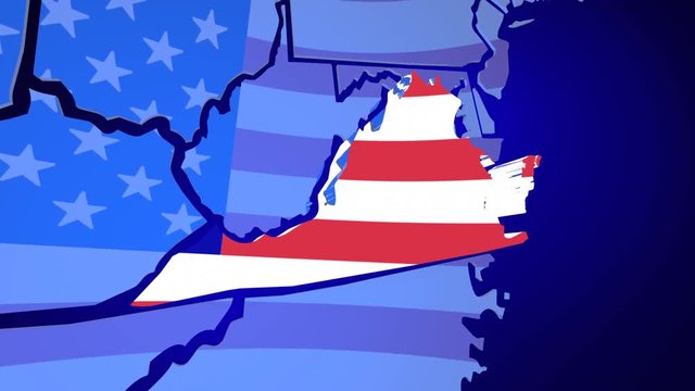 Virginia VA United States America USA Flag Map 3d Animation