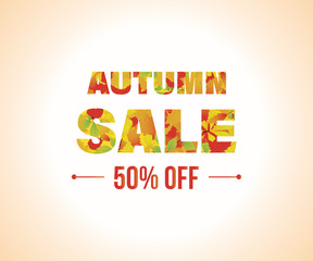 Autumn Super Sale banner with  leaves.