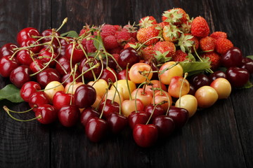 berries on wooden background