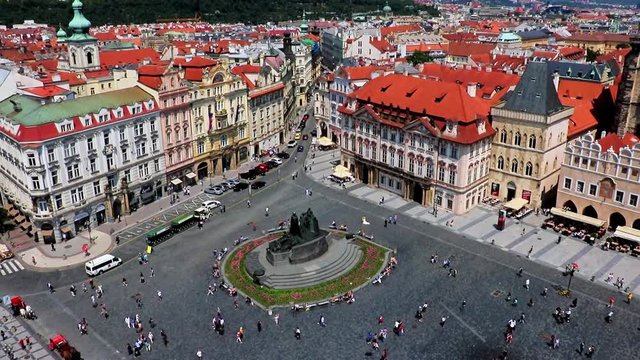 Jan Hus monument on Old Town Square in Prague, Czech republic 