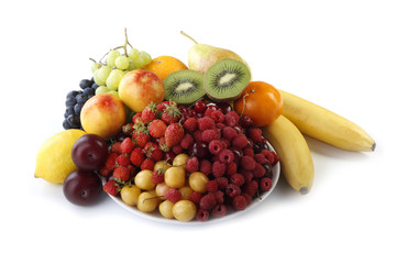 fruits and berries isolated on white background