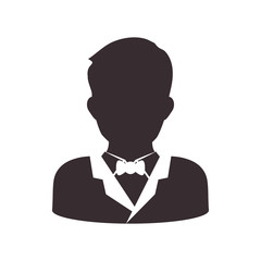 Avatar male concept represented by man head and torso silhouette icon. Isolated and flat illustration