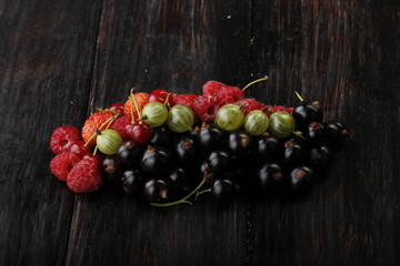 berries on wooden background