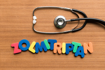 zolmitriptan colorful word with stethoscope