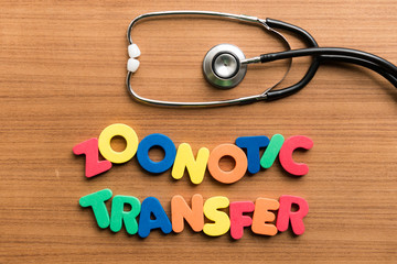 zoonotic transfer colorful word with stethoscope