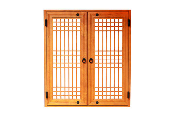 Wooden window korean style isolated on white background