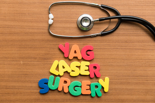yag laser surgery colorful word with stethoscope