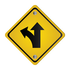 flat design bifurcation traffic sign icon vector illustration