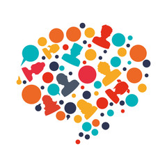 Communication concept represented by bubble with avatar people icon. Isolated and flat illustration