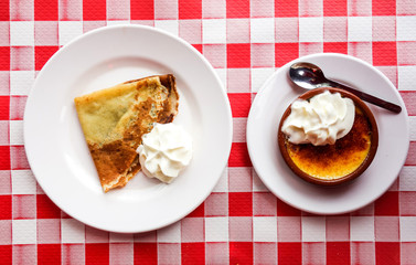 Homemade french crepe on the table