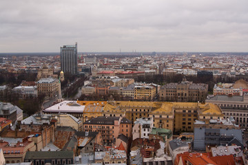 The panoramic view of Riga, Latvia from St. Peter's Church