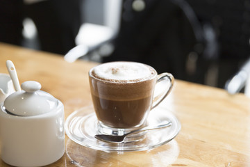 hot cocoa chocolate drink with sugar and syrup mug