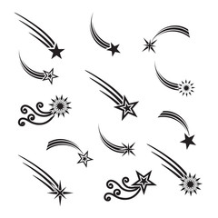 Falling stars vector set.