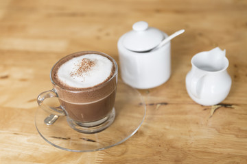 hot cocoa chocolate drink with sugar and syrup mug