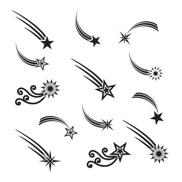 Falling stars vector set.