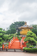 Golden pavilion with Chinese style architecture in Nan Lian gard