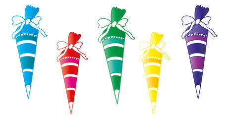 Back to school - Fünf bunte Zuckertüten zum Schulanfang