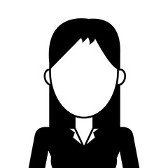 flat design faceless woman with long hair icon vector illustration