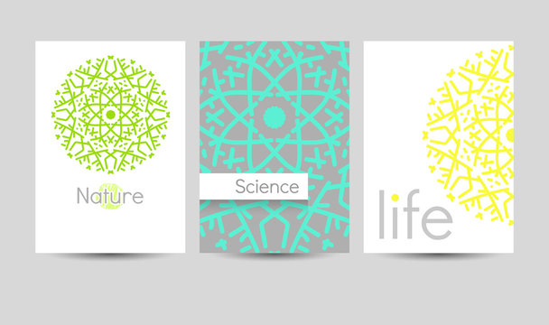 Beautiful templates with circular ornament for your design. A set of three vector backgrounds.