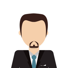 flat design faceless man with facial hair wearing suit icon vector illustration