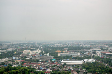 Bangkok Metropolis, aerial view over the biggest city in Thailand