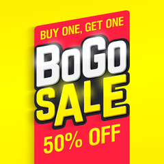 Bogo Sale, buy one, get one 50% off banner design template