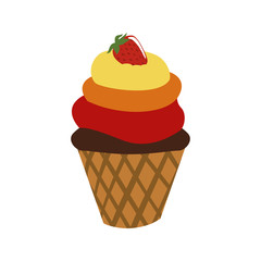 Dessert and sweet concept represented by cone of ice cream icon. Isolated and flat illustration