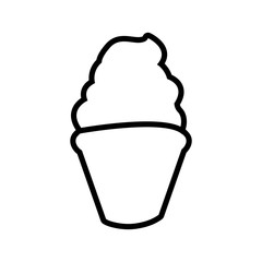 Dessert and sweet concept represented by cone of ice cream silhouette icon. Isolated and flat illustration