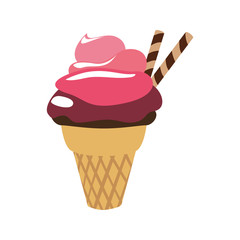 Dessert and sweet concept represented by cone of ice cream icon. Isolated and flat illustration