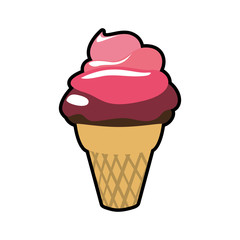 Dessert and sweet concept represented by cone of ice cream icon. Isolated and flat illustration