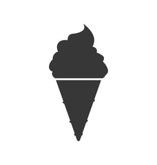 Dessert and sweet concept represented by cone of ice cream silhouette icon. Isolated and flat illustration