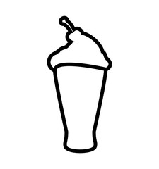 Dessert and sweet concept represented by cup of ice cream silhouette icon. Isolated and flat illustration