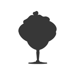 Dessert and sweet concept represented by cup of ice cream silhouette icon. Isolated and flat illustration
