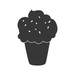 Dessert and sweet concept represented by cone of ice cream silhouette icon. Isolated and flat illustration