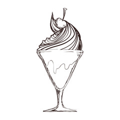Dessert and sweet concept represented by cup of ice cream icon. Isolated and sketch illustration