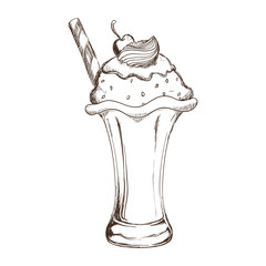 Dessert and sweet concept represented by cup of ice cream icon. Isolated and sketch illustration