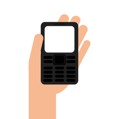 flat design hand holding modern cellphone icon vector illustration