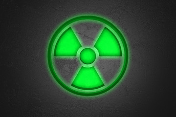 Engraved hazard symbol on stone background, 3d illustration